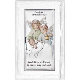 OEM Cuadro Plateado De Dos &Aacute;ngeles De Colores, Marco Decorativo, Recuerdo Del Santo Bautismo Ds21f-c 12 X 19 Cm