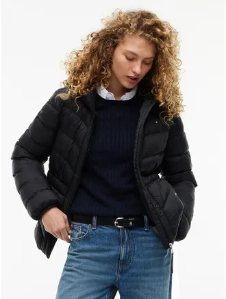Tommy Hilfiger Womens Lightweight Quilted Hooded Jacket - Black - XXL