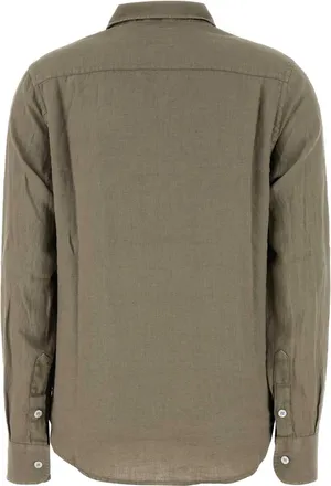 Lois Womens Sage Linen Shirt Hedgegreen Exterior: Camicie