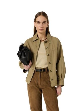 Gerard Darel Tyana Boxy Denim Jacket in Medium Khaki at Nordstrom, Size X-Large