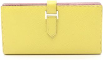 Herm&egrave;s Lime Yellow Epsom Leather Leather Long Wallet (Bi-Fold) (Pre-Owned)