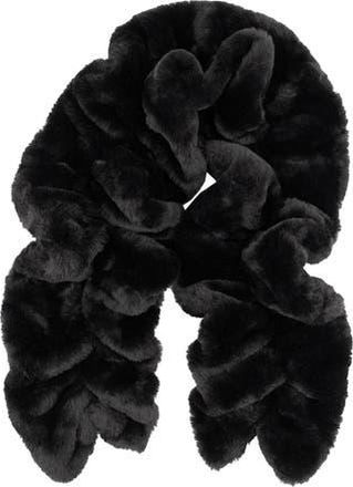 Surell Faux Fur Ruffle Scarf in Black at Nordstrom Rack
