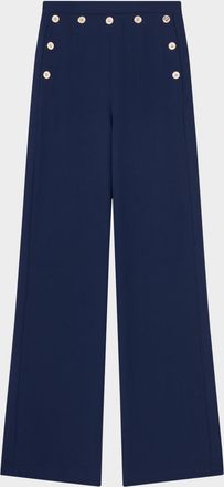 L.k. Bennett Olive Wide-Leg Crepe Sailor Trousers