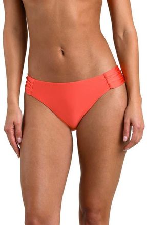 Sunshine 79 Solids Shirred Side Bikini Bottoms in Shocking Orange at Nordstrom, Size 10