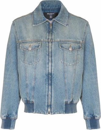 Balmain Geknipte gevoerde spijkerjas - Heren - Spijkerjassen - Blauw - 3XL - Katoen - Jassen