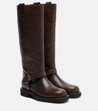 Brunello Cucinelli Botas altas de piel con cuentas Monili