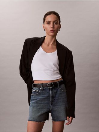 Calvin Klein Jeans Calvin Klein Womens High Rise Midi Denim Shorts - Blue - 26