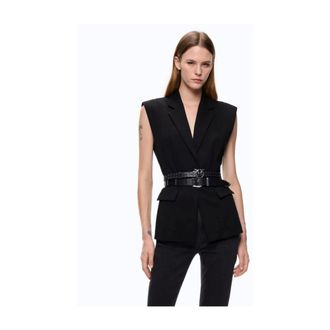 Pinko Pinko - Tailored Gilet - Dames - Pakken - Zwart - Maat: S Leer