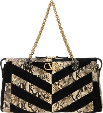 Valentino Garavani Natural/Black Panthea Large Shoulder Bag