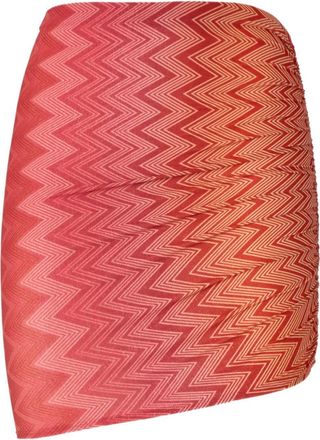Missoni zigzag-print beach cover-up - women - Polyamide/Elastane/Metallic Fibre - 40 - Red