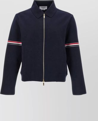 Thom Browne collared sweatshirt with striped ribbed cuffs