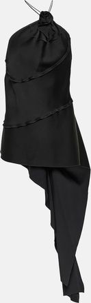 Victoria Beckham Floral-applique draped satin top