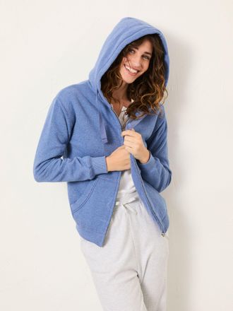 Fat Face FatFace Amy Pale Blue Borg Lined Zip Through Hoodie