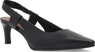 Aquatalia Charm Kitten Heel Waterproof Slingback Pump in Black Leather at Nordstrom, Size 9.5
