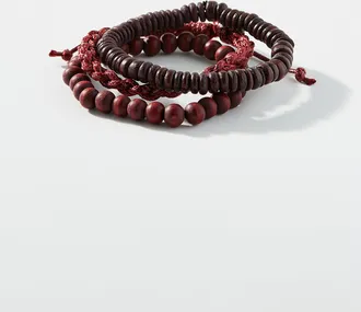 Le 31 Mens Black mixed-media bracelets Set of 3