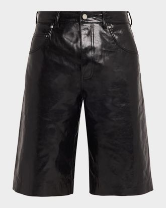 Purple Men & apos;s Leather Track Shorts