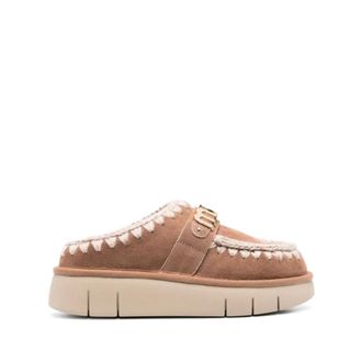 Mou Mules, female, Brown, Size: 10 US Bounce Clog Metal Logo