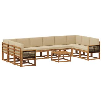 vidaXL Conjunto De Sof&aacute;s De Exterior 11 Uds. Natural Y Beige Vidaxl