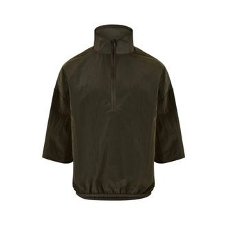 Fear of God Jassen, Heren, Groen, L, Nylon, Half Zip Mockneck Shirt Ink Logo