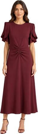 Victoria Beckham Womens Midi Dress Eve Burgundy Viscose