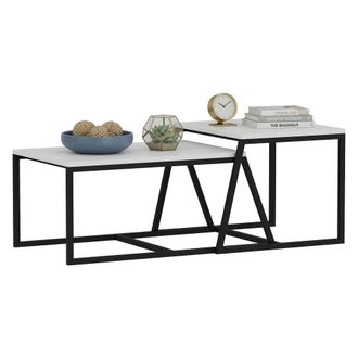 Dmora Mesa De Centro Urbania, Modular, Forma Rectangular, Estructura Negra, 75x50x38h Cm Blanco