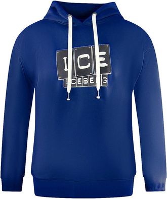 Iceberg Mens Ice Iceberg Bold Blocked Logo Blue Hoodie - Size: 42