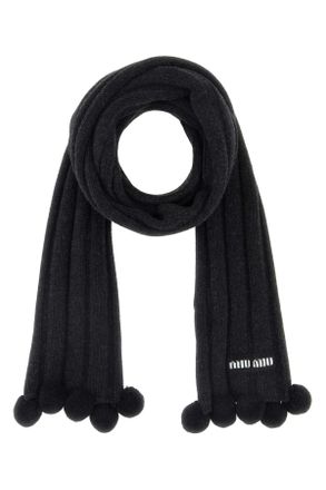 Miu Miu Charcoal Wool Blend Scarf