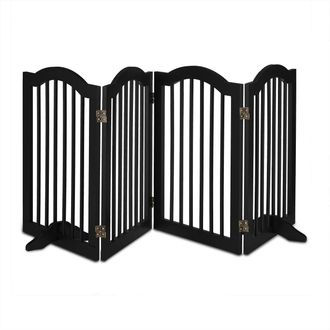 Relaxdays Relaxdays Barrera Seguridad Perros, Valla Mascotas, Sin Taladrar, 4 Paneles, 70x205,5cm, Con Patas, Plegable, Negra