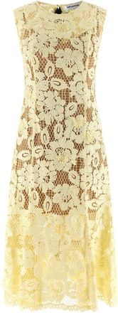 Self Portrait Crochet Lace and Tulle Midi Jurk - Dames - Feestkleedjes - Geel - 2XS - Tule - Kleedjes