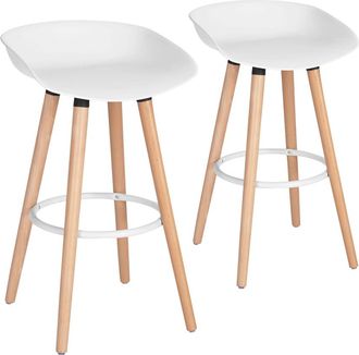 Urban Meuble Conjunto de 2 taburetes de bar estilo escandinavo de haya maciza 63cm