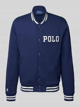 Polo Ralph Lauren College-Jacke mit Label-Stitching und Eingrifftaschen in Marine, Gr&ouml;&szlig;e XXL