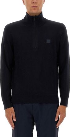 HUGO BOSS Zippered Sweater With Logo Patch