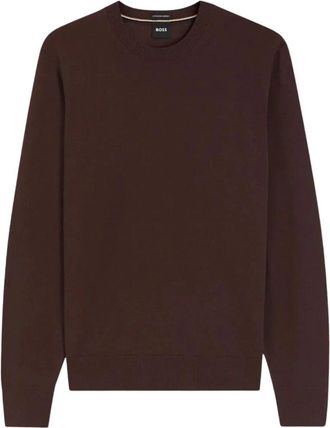 HUGO BOSS H-Bjarno Mock-neck Sweater - Heren - Ronde hals truien - Bruin - S - Wol - Truien & Vesten