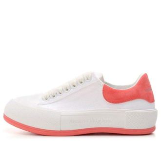 Alexander McQueen (WMNS) Alexander McQueen Deck Skate Plimsoll Lace Up White Coral 654593W4MV79097