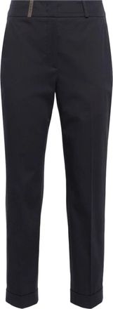 PESERICO Tapered Broeken - Dames - Vrijetijds broeken - Blauw - M - Katoen - Broeken