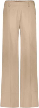Summum Lange Wijde Broek - Dames - Wijde Broeken - Beige - M - Katoen - Broeken
