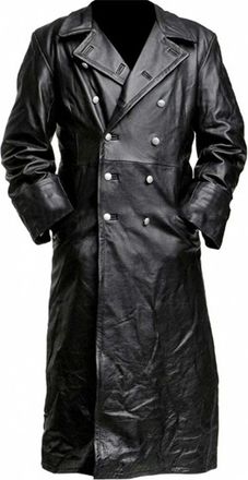 Generic Mens Leather Jacket Long Trench Coat Faux Leather Long Jackets Windbreaker Gothic Steampunk Overcoat Full Length Winter Casual Outwear Lapel Motorcycl
