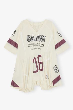 Ganni Ivory League Oversized Mini Dress - Size XXS/XS White