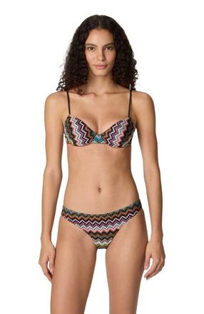 Missoni Balcony Bikini In Lam&eacute; Viscose With Zigzag Pixel-effect Pattern in Black & Multicoloured at Nordstrom, Size 42 It