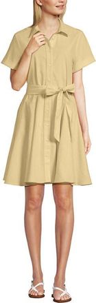 Lands End Linen Blend Button Front Dress with Godets in Pale Sunbeam Yellow at Nordstrom, Size Large P