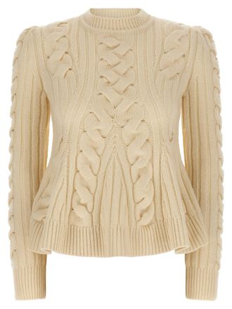 Alexander McQueen Alexander Mcqueen Womens Peplum Cable Sweater