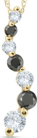 Pompeii3 1/2ct Black & White Diamond Journey Pendant Yellow Gold