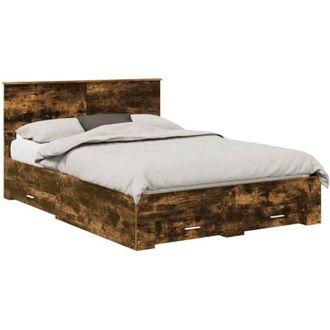 vidaXL Bed Frame with Drawer Smoked Oak 140 x 190 cm Engineered Wood vidaXL