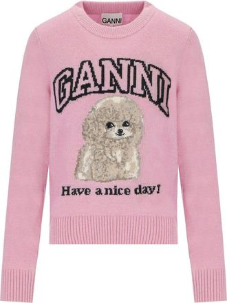 Ganni MAGLIONE GIROCOLLO POODLE ROSA GANNI