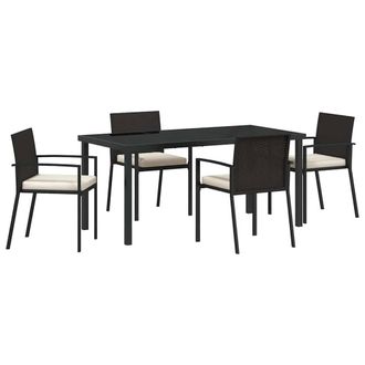 Berkfield Home 5 Piece Garden Dining Set Black Poly Rattan