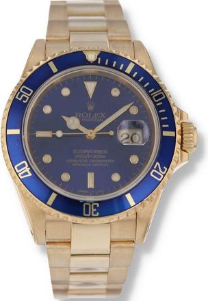Rolex Pre-owned Rolex Submariner Automatic Chronometer Blue Dial Mens Watch 16618 BLSO