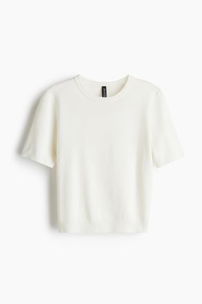 H&M T-Shirt aus Feinstrick - Weiss