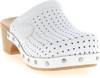 Balenciaga Womens White Calfskin Clogs Shoe
