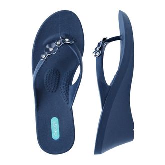 Oka-B Womens Margot Wedge Flip Flop Sandals, sapphire, 6/7 UK