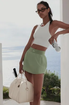 Alo | Match Point Tennis Skirt in Dune Grass, Size: Medium